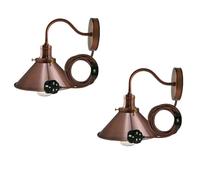 LEDSone 2 Pack Retro Industrial Wall Sconce Light Plug-in Lamp with Swan Neck Arm On/Off Switch Cone Lamp Shade Adjustable Wall Light for Living Room Bedroom Hallway Office