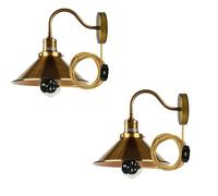 LEDSone 2 Pack Retro Industrial Wall Sconce Light Plug-in Lamp with Swan Neck Arm On/Off Switch Cone Lamp Shade Wall Light for Living Room Bedroom Hallway Office