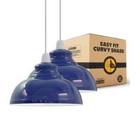 LEDSONE 2-Pack Retro Metal Ceiling Lamp Shades, Army Cama Dome Design, 29cm, Easy Fit for Bedroom, Kitchen, Living Room, Hallways, Office, Dining Room (Navy Blue)