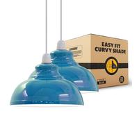 LEDSONE 2-Pack Retro Metal Ceiling Lamp Shades, Army Cama Dome Design, 29cm, Easy Fit for Bedroom, Kitchen, Living Room, Hallways, Office, Dining Room (Blue)