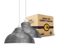 LEDSONE 2-Pack Retro Metal Ceiling Lamp Shades, Army Cama Dome Design, 29cm, Easy Fit for Bedroom, Kitchen, Living Room, Hallways, Office, Dining Room (Satin Nickel)