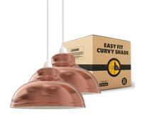 LEDSone 2-Pack Retro Metal Ceiling Lamp Shades, Rose Gold Dome Design, 29cm, Easy Fit for Bedroom, Kitchen, Living Room, Hallways, Office, Dining Room