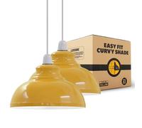 LEDSone 2-Pack Retro Metal Ceiling Lamp Shades, Yellow Dome Design, 29cm, Easy Fit for Bedroom, Kitchen, Living Room, Hallways, Office, Dining Room