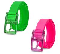 LEDSone 2-Pack Silicone Rubber Belt Candy Light Green & Pink Colors with Pin Buckle for Men & Women Casual, Travel, Sports Use Lightweight, Waterproof, Flexible, Durable Fashion Accessory