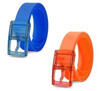 LEDSone 2-Pack Silicone Rubber Belts Candy Blue & Orange Colors with Pin Buckle for Men and Women Lightweight Waterproof Flexible Durable for Casual Travel Sports and Daily Fashion Outfits