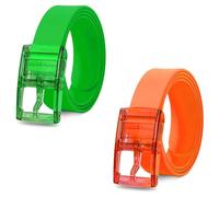 LEDSone 2 Pack Silicone Rubber Belts Candy Light Green & Orange Colors with Pin Buckle for Men and Women Lightweight Waterproof Flexible Durable for Casual Travel Sports and Daily Fashion Outfits