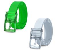 LEDSone 2-Pack Silicone Rubber Belts Candy Light Green & White Colors with Pin Buckle for Men and Women Lightweight Waterproof Flexible Durable for Casual Travel Sports and Daily Fashion Outfits