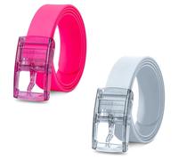 LEDSone 2-Pack Silicone Rubber Belts Candy Pink & White Colors with Pin Buckle for Men and Women Lightweight Waterproof Flexible Durable for Casual Travel Sports and Daily Fashion Outfits