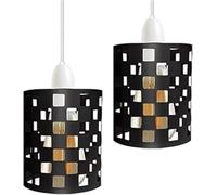 LEDSone 2 Pack Vintage Cage Metal Lamp Shade Industrial Metal Cage Light DIY Ceiling Pendant Lights for Dining Room Bedroom Loft Hallway (Black 2 Pack)