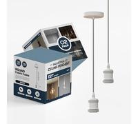 LEDSone 2-Pack Vintage Industrial E27 Pendant Light with Metal Ceiling Rose Round Braided 3-Core 95 cm Cable - Suspended Lamp Holder for Kitchen, Dining, Bar & Home