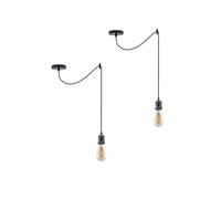 LEDSone 2 Pack Vintage Industrial Spider Ceiling Pendant Light 195cm Adjustable Black 3-Core Cable E27 Lamp Holder Chandelier Hanging Lamp for Kitchen, Bar, Loft, Living Room