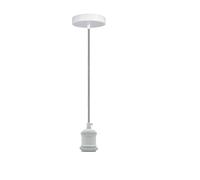 LEDSone 2 Pack Vintage Industrial Suspended Ceiling Pendant Light E27 Screw Lamp Holder with Metal Ceiling Rose Fitting Round Braided Flex 95cm 3 Core Cable (White (1))