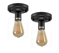 LEDSone 2-Pack Vintage Semi Flush Mount Light E27 Single Head Ceiling Lamp