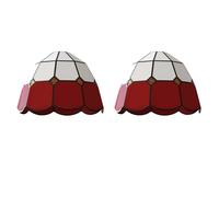 LEDSONE 2-Pack Vintage Stained Glass Pendant Lamp Shades - Red Tiffany Style Decorative Hanging Ceiling Light Covers for E27 Fitting in Kitchen, Dining Room, Bedroom