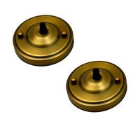 LEDSone 2 Pack Vintage Yellow Brass Ceiling Rose Pendant Light Fitting 108mm Pendant Cable Grip Flex Clamp Metal Plate with Accessories for Chandelier and Wall Lamp (Yellow Brass - 2 Pack)