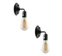 LEDSone 2 Pack Wall Lights Indoor Black Metal E27 Modern Wall Sconce Lighting Easy to Install Industrial Lamp for Living Room, Bedroom, Kitchen, Hall, Bar, Restaurants, Coffee Shop