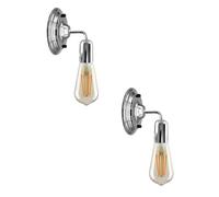 LEDSone 2 Pack Wall Lights Indoor Chrome Metal E27 Modern Wall Sconce Lighting Easy to Install Industrial Lamp for Living Room, Bedroom, Kitchen, Hall, Bar, Restaurants, Coffee Shop