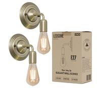 LEDSone 2 Pack Wall Lights Indoor Green Brass Metal E27 Modern Wall Sconce Lighting Easy to Install Industrial Lamp for Living Room, Bedroom, Kitchen, Hall, Bar, Restaurants, Coffee Shop