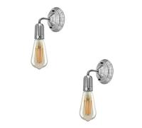 LEDSone 2 Pack Wall Lights Indoor Satin Nickel Metal E27 Modern Wall Sconce Lighting Easy to Install Industrial Lamp for Living Room, Bedroom, Kitchen, Hall, Bar, Restaurants, Coffee Shop