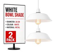 LEDSone 2 Pack White Retro 36cm Pendant Lampshade