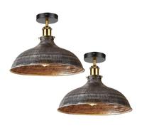 LEDSone 2 Pcs Vintage Ceiling Light semi Flush Mount Light Fixture Metal Dome Shade Ceiling Pendant Light Fitting for Restaurants Offices and Any Other Stylish Places