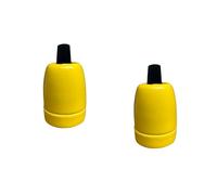 LEDSone 2 Piece Vintage Ceramic Lamp Holder E27 Base Lamp Holder with Cable Handles Industrial Porcelain Bulb Holder - (Yellow)