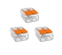 LEDSone 2 Port Compact Splicing Connector Lever-Nut Assortment Pocket Pack Terminal Block Spring Connector for All Wire 12-24 AWG Compact Electrical Connectors Cable Connectors (3 Pack)