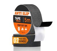 LEDSone 2 Rolls Heavy Duty Black Anti Slip Tape 5 cm x 5m Water Proof Heat Resistant Stong Adhesive for Outdoor Indoor Safety Non Skid High Traction Tread Grip Tape for Steps Ramp Stairs Skateboard