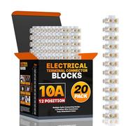 LEDSone 20 Pack of Clear Electrical Connector Blocks, 108mm Length 10 Amp, 12 Way White Terminal Block Electrical Connector Strips