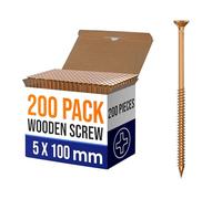 LEDSone 200 Pcs Screws Advanced Multipurpose Wood screw, design,Self-Tapping, Self Countersinking, Ultra sharp Quick Grab Point (5 x 100mm)