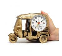 LEDSone 20cm x 12.5cm Alarm Clock Brushed Copper Three Wheeler Shaped Table Clock Creative Battery Powered Desktop Clock for Home Bedroom Office Decor Battery Analogue Clock Unique Design for Tabletop