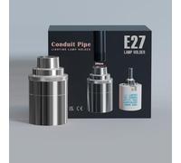 LEDSone 20mm Conduit Entry E27 Light Socket Vintage Industrial Chrome Lamp Holder DIY Ceramic Bulb Holder for Pendant, Wall, Ceiling Lights Compatible with Edison Bulbs Lampshade,Wirecages