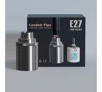 LEDSone 20mm Conduit Entry Plain Lamp Holder E27 Ceramic Metal Satin Nickel Light Socket Industrial Retro Edison Bulb Holder for Pendant, Wall, Ceiling Light Fixtures DIY Vintage Lighting