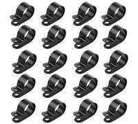 LEDSONE 20PCS Plastic P Clips 20mm Black Cable Clips,R Type Wire Clips Wire Organizer, Screw Mount Cord Fasteners for Ethernet, Electric Conduit, Wall & Holiday Lights Management