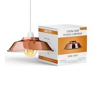 LEDSone 22cm Electroplated Rose Gold Metal Bowl Shape Easy Fit 4cm Top Hole Lampshade for Ceiling Light Shade Vintage Retro Kitchen Bedroom Dining Room Living Room Pendant Lamp Fixtures