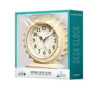 LEDSone 24cm x 26cm Vintage Desk Battery Powered Analogue mantel Clock for Living Room Decor Study Room, Bedroom, Shelf, Fireplace, Farmhouse Off White