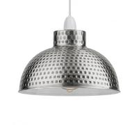 LEDSone 26cm Metal Pendant Light Shade, Hammered Square Satin Nickel E27 Ceiling Lampshade with Reducer Plate for Kitchen Bedroom Bar Restaurant Lighting Decor