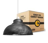 LEDSone 29cm Metal Lamp Shade, Retro Black Inner White Dome Ceiling Light Shade, Easy Fit Design, Indoor Use for Bedroom, Kitchen, Office, Living Room, Hallways, and More (Brushed Silver)