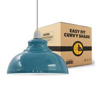 LEDSONE 29cm Metal Lamp Shade, Retro Cyan Blue Dome Ceiling Light Shade, Easy Fit Design, Indoor Use for Bedroom, Kitchen, Office, Living Room, Hallways, and More