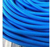 LEDSONE 2m Blue Braided Cable, 2 Core Electrical Wire, Vintage Antique Braided Flex Holder Cable Round Fabric Cloth Lamp Cord for DIY Lamps Industrial Pendant Lights Lighting Appliances (Blue - 2M)