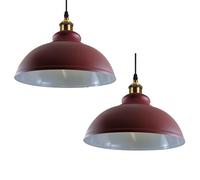 LEDSone 2Pack Burgandy Ceiling Light Shade, Vintage Metal 29cm Industrial Lamp Shades Easy fit Ceiling Pendant Lightshade for Living Rooms bedrooms Living Room Kitchen Dining Room Cafe Restaurant