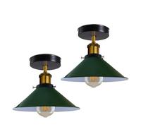 LEDSone 2Pack Vintage Flush Mount Ceiling Lighting Metal E27 Green Shade