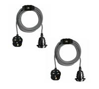 LEDSONE 2Pack Vintage Pendant Light Kit with Fabric Flex Cable 2m Hanging Light Fitting with E27 Bulb Socket and Plug with Switch Ideal for Home, Studio, Office, Decorative Lighting (Black and White)