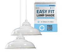 LEDSone 2Pack White Metal Ceiling Lamp Shade - Easy Fit Light Pendant -32cm Modern Ceiling Lighting Shade for Bedroom, Hallway, Restaurant - Industrial Light Shade Ceiling Pendant