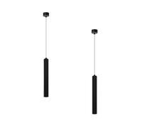 LEDSone 2PCS Cylinder Pendant Light Housing, Black 30cm Long Tube Modern Cylindrical Hanging Light with Out Bulb for Kitchen Island Dining Room Shop Bar Counter