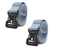 LEDSone 2PCS Grey Tactical Belt, Quick Release Canvas Military Belts with Metal Buckle, Adjustable Nylon Waist Webbing for Work Outdoor Army Policemen Casual Using