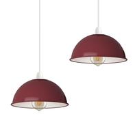 LEDSone 2PCS Industrial Ceiling Light Shades,30cm Easy Fit Retro Metal Dome Pendant Light Lampshade for Bedroom, Kitchen (Free Reducer Plate) (Burgundy)