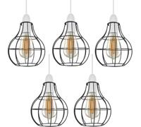 LEDSone 2Pcs Modern Crystal Glass Light Shade 16cm Easy Fit Metal Hanging Ceiling Pendant Light Fixtures Chandelier Light Fitting Lamp Cage for Hallway Dining Room Living Room (Black 5 Pack)