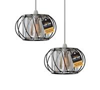 LEDSone 2Pcs Modern Crystal Glass Light Shade 16cm Easy Fit Metal Hanging Ceiling Pendant Light Fixtures Chandelier Light Fitting Lamp Cage for Hallway Dining Room Living Room (Black)