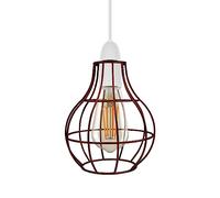 LEDSone 2Pcs Modern Crystal Glass Light Shade 16cm Easy Fit Metal Hanging Ceiling Pendant Light Fixtures Chandelier Light Fitting Lamp Cage for Hallway Dining Room Living Room (Rustic Red 1)